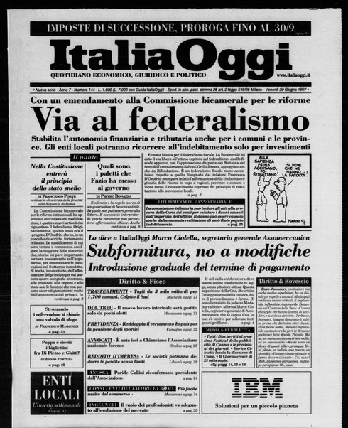 Italia oggi : quotidiano di economia finanza e politica